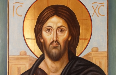 ikona przedstawiająca Chrystusa z księgą w lewej ręce