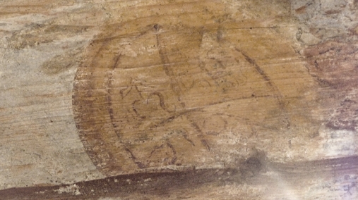 Malowidło na drewnie przedstawiające herb