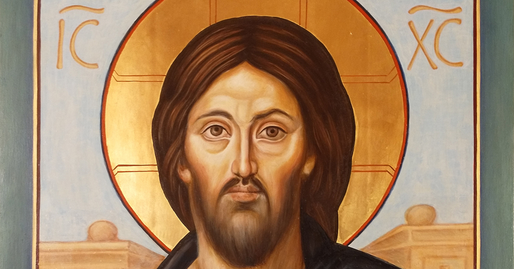 ikona przedstawiająca Chrystusa z księgą w lewej ręce