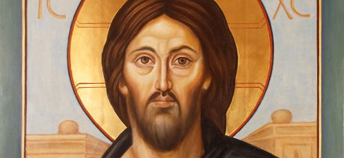 ikona przedstawiająca Chrystusa z księgą w lewej ręce