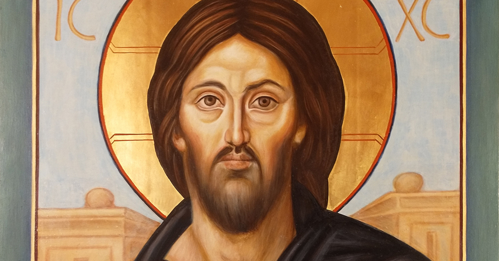ikona przedstawiająca Chrystusa z księgą w lewej ręce